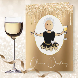 Elegant Fabulous Black Gold Mature Lady Birthday   Card