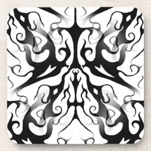 Elegant Face in Fire and Flames Tribal Design  Coaster