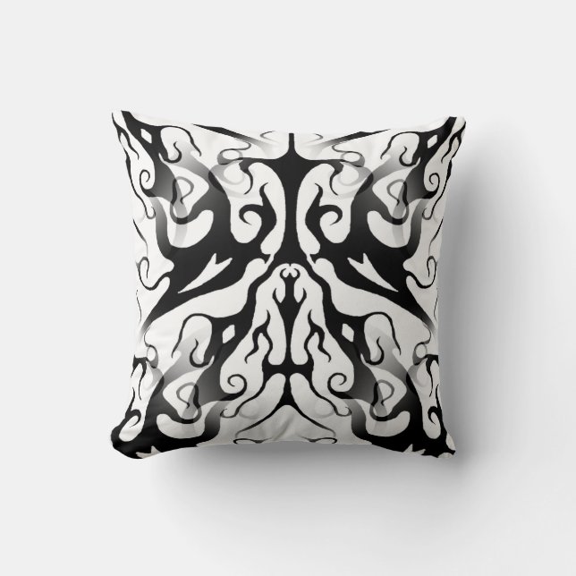 Elegant Face in Fire and Flames Tribal Design  Cushion (Front)