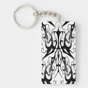 Elegant Face in Fire and Flames Tribal Design Key Ring