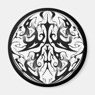 Elegant Face in Fire and Flames Tribal Design Magnet