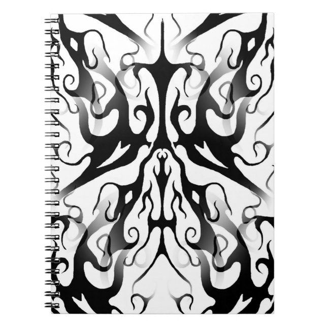 Elegant Face in Fire and Flames Tribal Design  Notebook (Front)