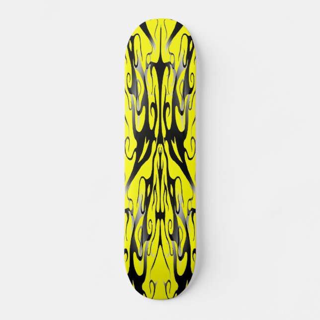 Elegant Face in Fire and Flames Tribal Design  Skateboard (Front)