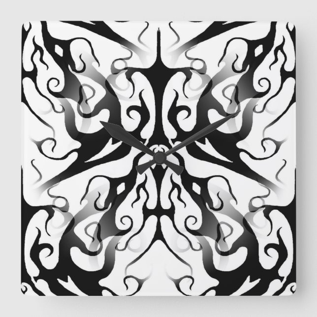 Elegant Face in Fire and Flames Tribal Design  Square Wall Clock (Front)