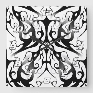 Elegant Face in Fire and Flames Tribal Design  Square Wall Clock