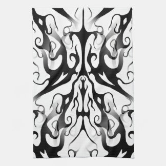Elegant Face in Fire and Flames Tribal Design  Tea Towel