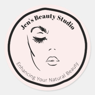 Elegant Face Outline Cosmetic Wellness Spa Classic Round Sticker