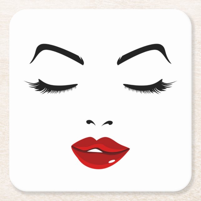 Elegant Face Square Paper Coaster (Front)