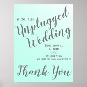 Elegant Fade Mint Green Unplugged Wedding Sign