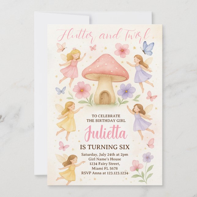 Elegant Fairy Birthday Invitation (Front)