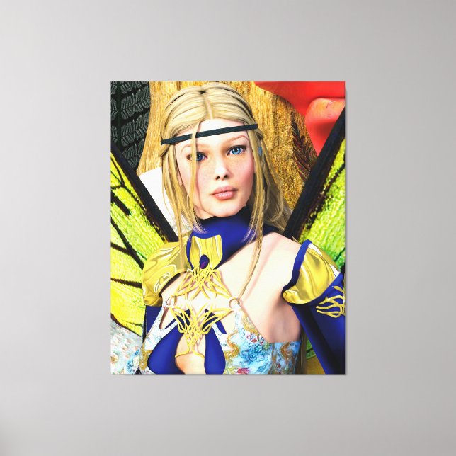 Elegant Fairy Butterfly Fantasy Portrait Canvas Print (Front)