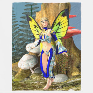 Elegant Fairy Butterfly Fantasy Portrait Fleece Blanket