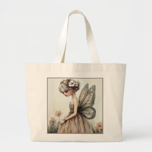 Elegant Fairy Flower Girl Whimsical Wedding Gift Large Tote Bag