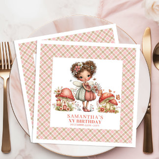 Elegant Fairy Garden Pink Floral Party Birthday  Napkin