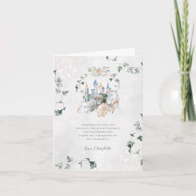 Elegant Fairy Tale | Princess Birthday Thank You Card (Front)