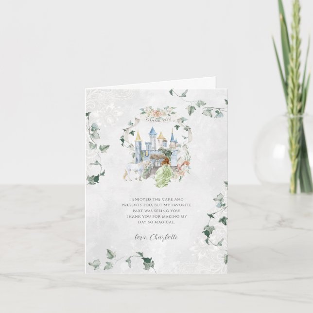Elegant Fairy Tale | Princess Birthday Thank You Card (Front)