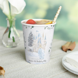 Elegant Fairy Tale Winter Princess Birthday Paper Cups