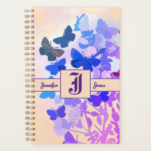 elegant fairytale butterfly purple monogram name planner