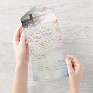 Elegant Fairytale Forest Wreath Photo Wedding All All In One Invitation