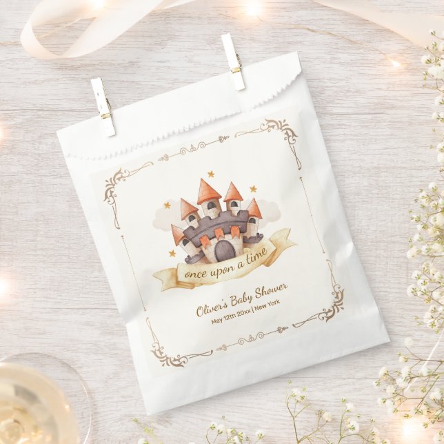 Elegant Fairytale Prince Castle Baby Shower Favour Bags (Clipped)