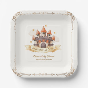 Elegant Fairytale Prince Castle Baby Shower Paper Plate