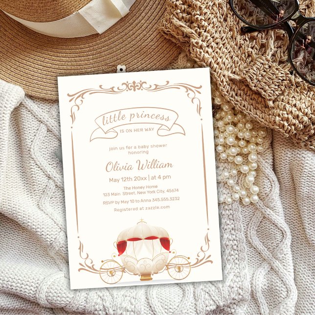 Elegant Fairytale Princess Carriage Baby Shower  Invitation (Elegant Fairytale Princess Carriage Baby Shower Invitation)