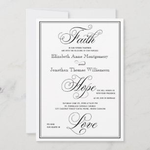 Elegant Faith Hope Love Script Wedding Invitation