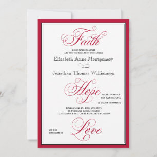 Elegant Faith Hope Love Script Wedding Invitation
