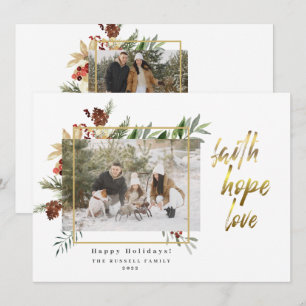 Elegant Faith Hope Love Two Picture Christmas    Holiday Card