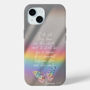 Elegant Faith Rainbow Photograph Floral Butterfly iPhone 15 Case
