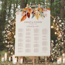 Elegant Fall Alphabetical Wedding Seating Chart