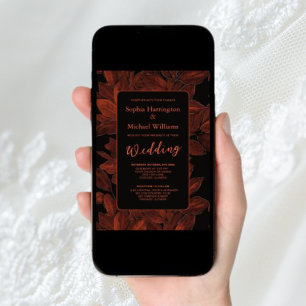 Elegant Fall Autumn Digital Wedding Invite QR Code