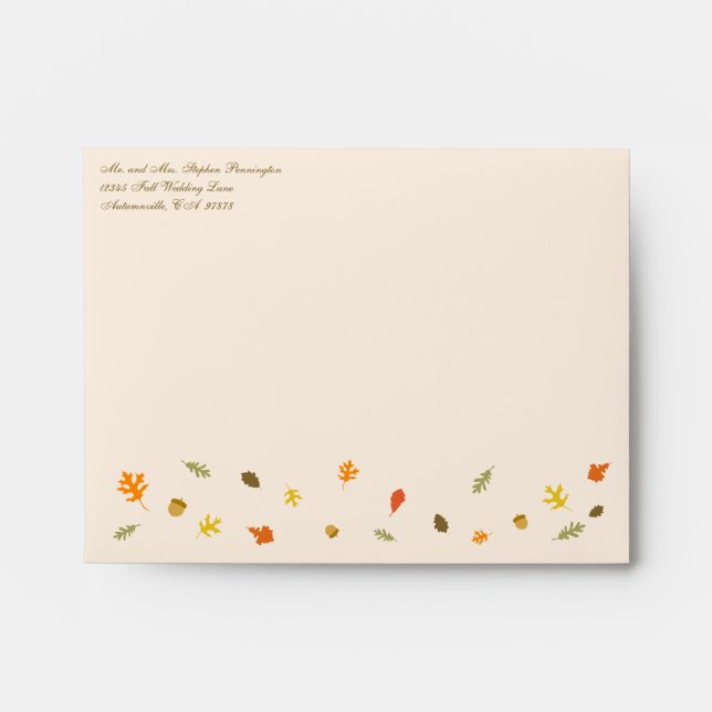 Elegant fall autumn leaves wedding rsvp envelope (Front)