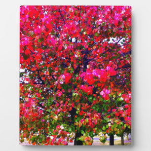 Elegant Fall Autumn pink impressionistic trees Plaque