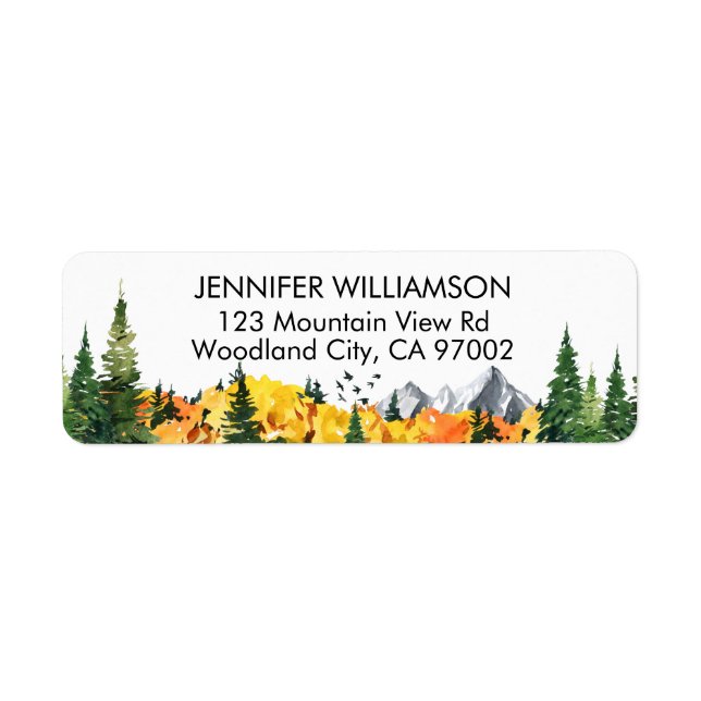 Elegant Fall Autumn Trees Watercolor Nature Forest (Front)