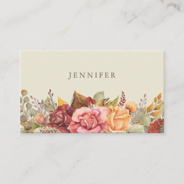 Elegant Fall/Autumnal Floral Border Thanksgiving Place Card (Front)