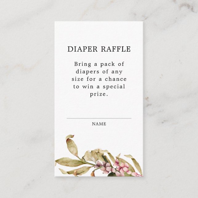 Elegant Fall Baby Shower Diaper Raffle Ticket Enclosure Card (Front)