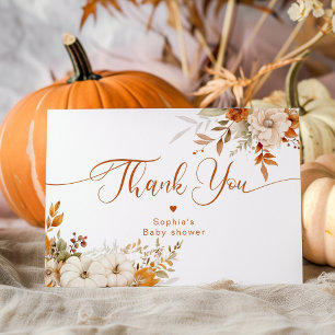Elegant fall baby shower thank you card