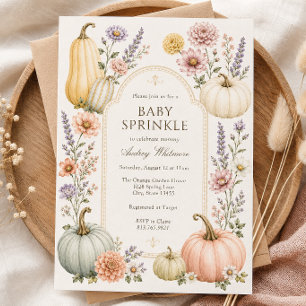 Elegant Fall Baby Sprinkle Wildflower Pumpkins Invitation