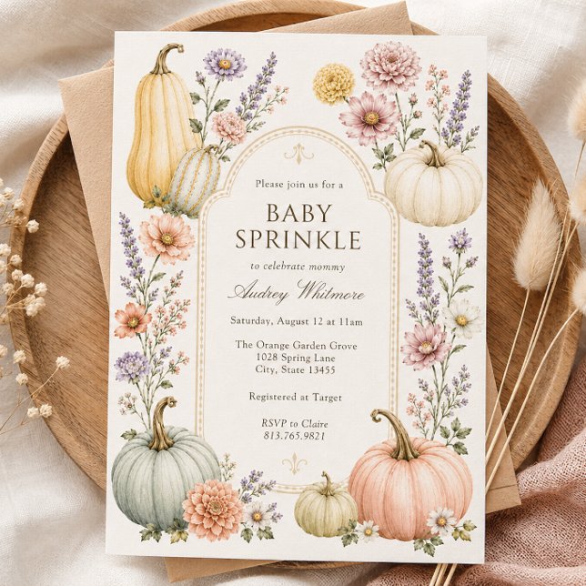 Elegant Fall Baby Sprinkle | Wildflower Pumpkins Invitation (Creator Uploaded)