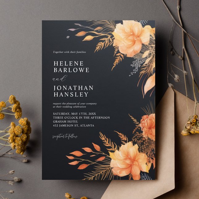 Elegant Fall Black Wedding Invitation (Elegant Fall Black Wedding Invitation)