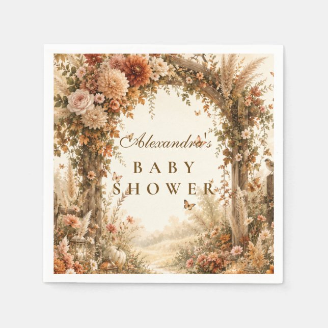 Elegant Fall Boho Baby Shower Napkin (Front)