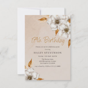 Elegant Fall Boho Chic Floral 17th Birthday Party Invitation