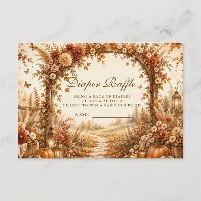 Elegant Fall Boho Diaper Raffle Enclosure Card (Front)