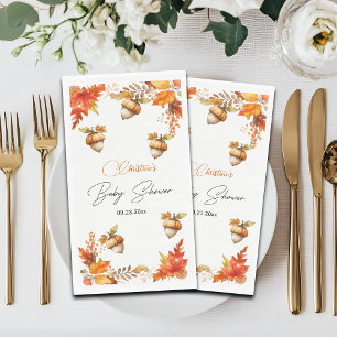 Elegant Fall Boho Floral Baby Shower Napkin