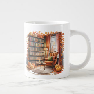 Elegant Fall Bookshelf Mug — Cozy Curtain