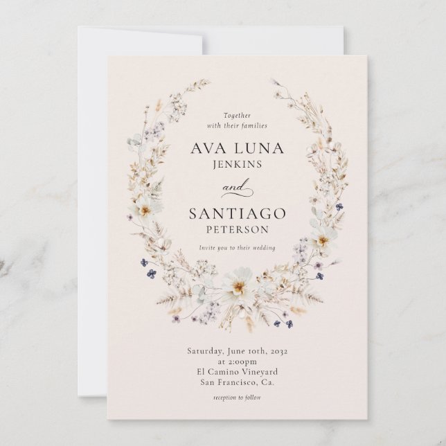 Elegant Fall Botanical Wedding Photo Invitation (Front)