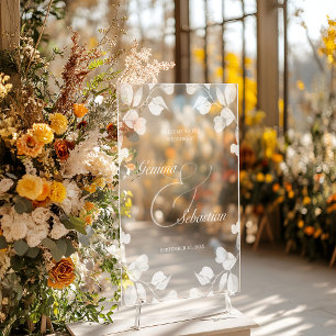 Elegant Fall Botanical Wedding Welcome Acrylic Sign