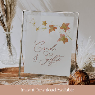 Elegant Fall Bridal Shower Cards & Gifts Sign