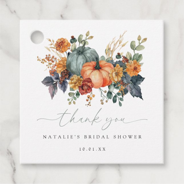 Elegant Fall Bridal Shower Favour Tags (Front)